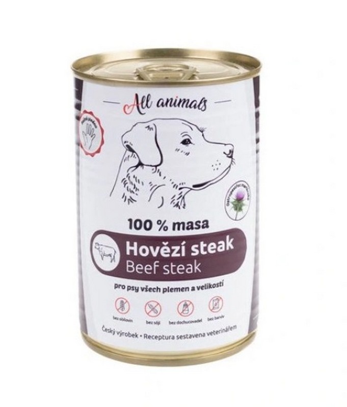 All Animals DOG hovdz steak konzerva 400g