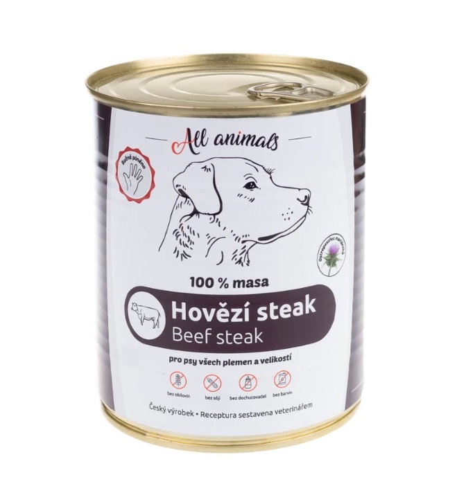 All Animals DOG hovdz steak konzerva 800g