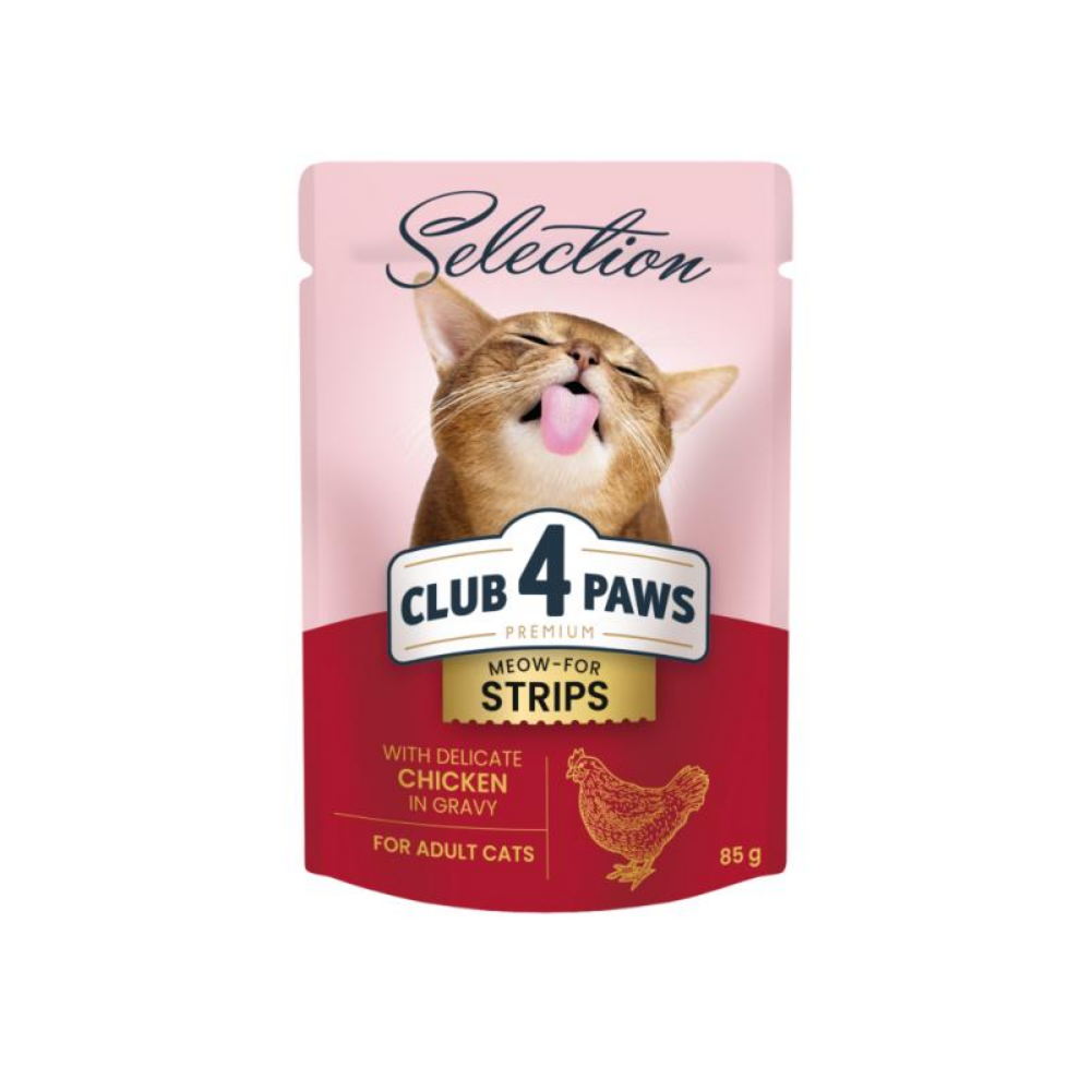 CLUB 4 PAWS Premium Plus kapsi�ky pre ma�ky pr��ky s kuracim m�som v oma�ke 85g