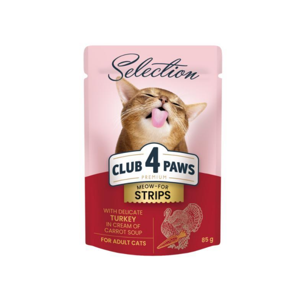 CLUB 4 PAWS Premium Plus pre ma�ky pr��ky moriaka v smotanovej mrkvovej polievke 85g