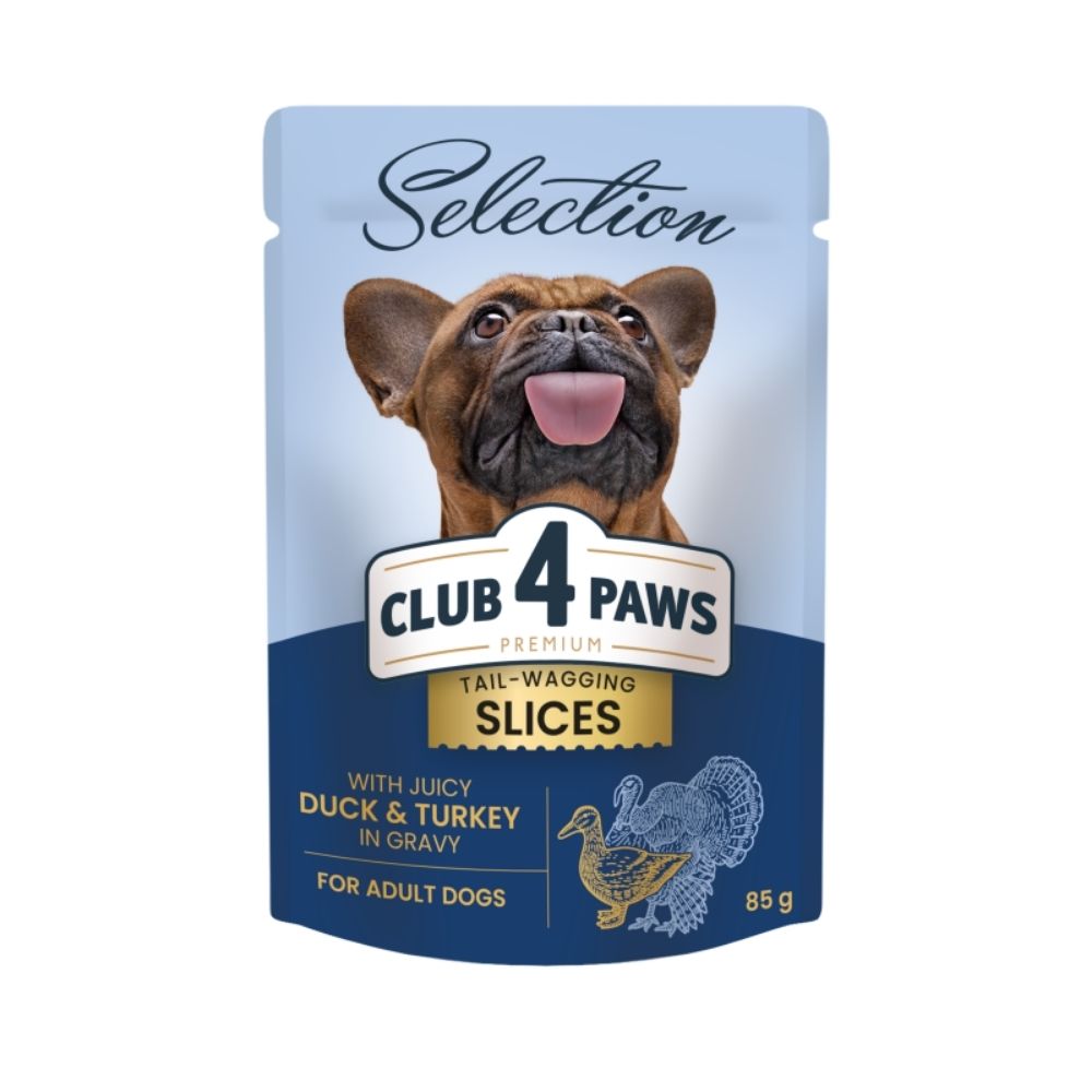 CLUB 4 PAWS Premium Plus s kaicou a moriakom v omke pre psov 85g