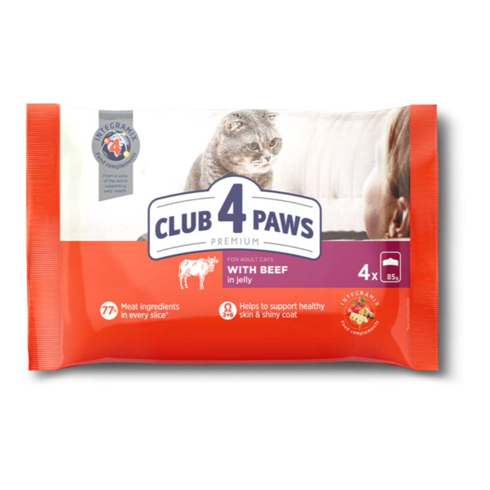 CLUB 4 PAWS Premium SET kapsi�ky s hov�dzim m�som 4x85g