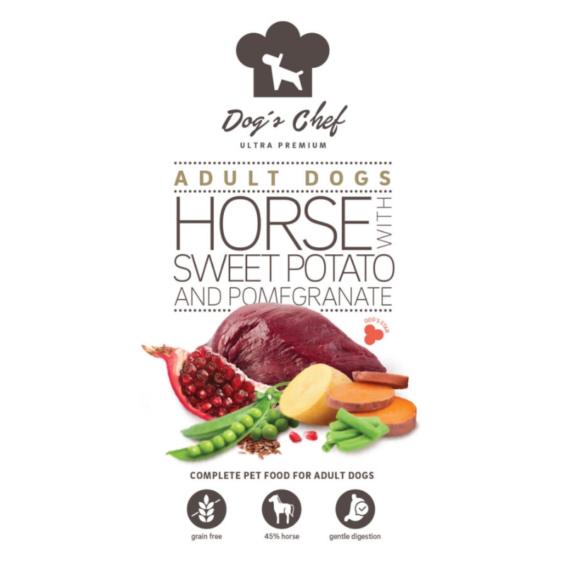 DOG'S CHEF Horse with Sweet Potato & Pomegranate ADULT 12kg