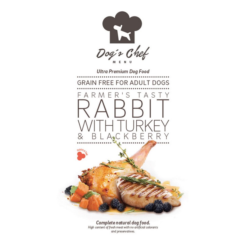 DOG'S CHEF Farmers Tasty Rabbit with Turkey & Blackberry  2kg - pre dospelch psov