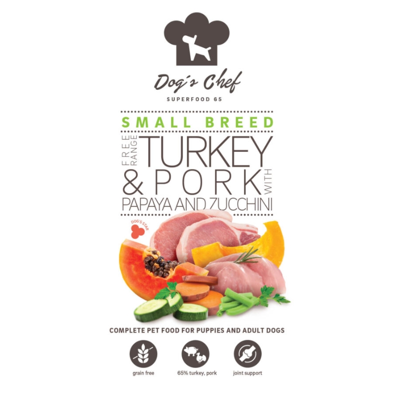 DOG'S CHEF Turkey & Pork with Sweet Potato and Papaya SMALL ACTIVE BREED 12 kg