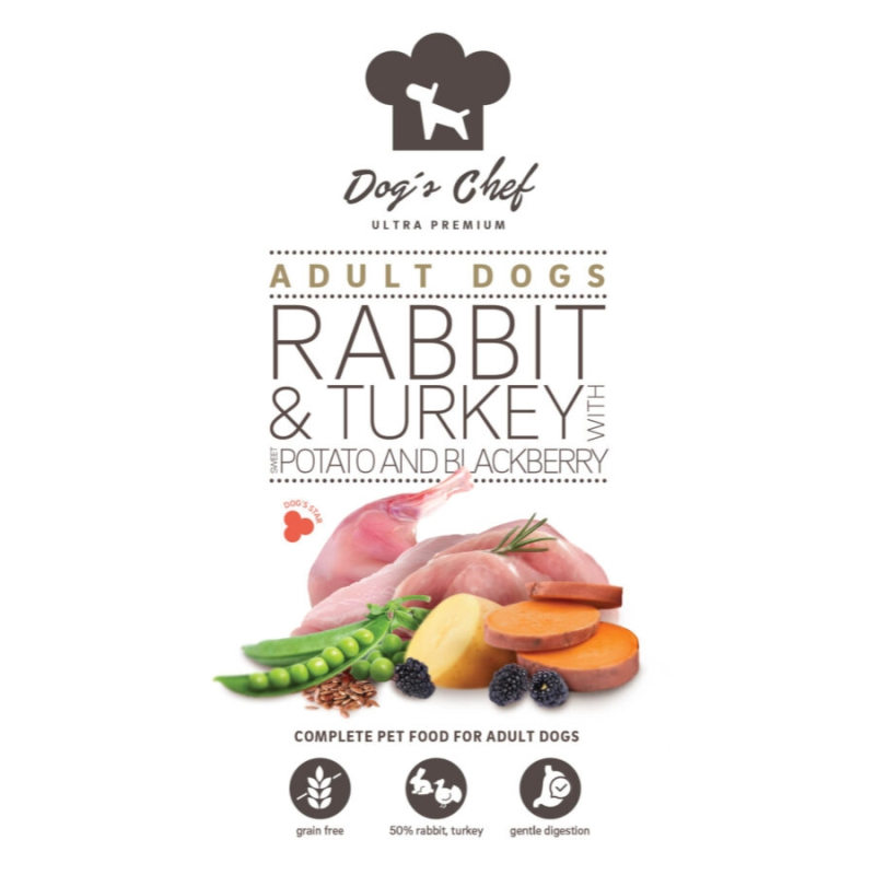 Dogs Chef  Rabbit & Turkey with Sweet potato and Blackberry ADULT 12kg