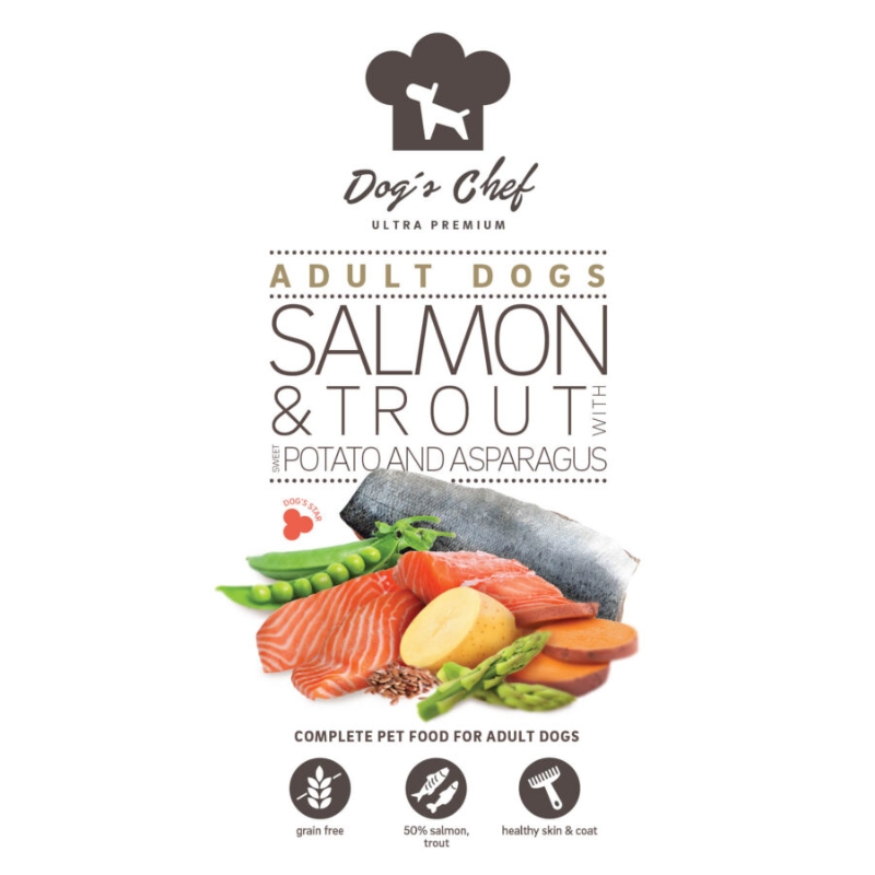 Dogs Chef Salmon & Trout with Sweet potato and Asparagus ADULT 15 kg