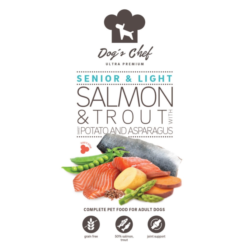 Dogs Chef Salmon & Trout with Sweet potato and Asparagus SENIOR & LIGHT 15 kg