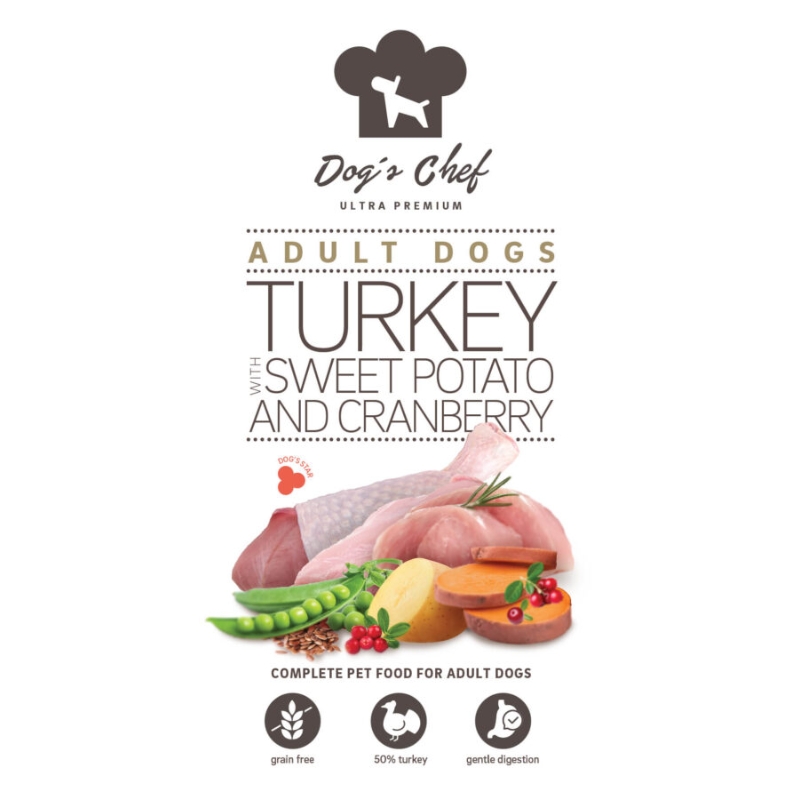 Dogs Chef Turkey with Sweet potato and Cranberry ADULT 2 kg