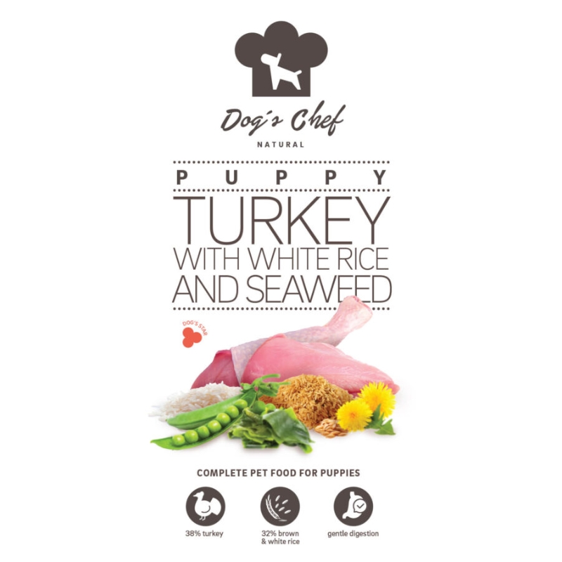 Dogs Chef Turkey with white rice and seaweed ALL PUPPIES 10kg