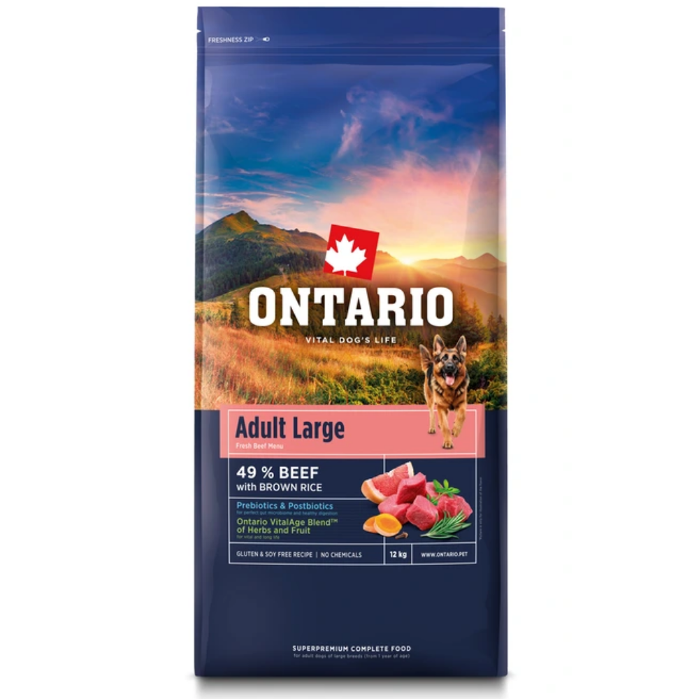 Krmivo Ontario Adult Large Beef & Brown Rice 12kg
