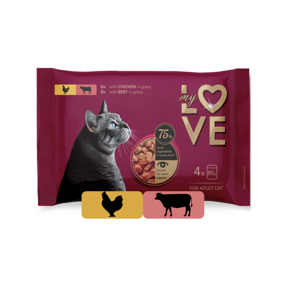 My Love SET kapsiky pre maky s kuracm a hovdzm msom v omke 4 x 85 g