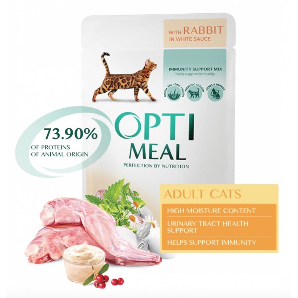 OPTIMEAL� Superpremium kapsi�ka pre ma�ky s kr�likom v bielej om��ke 85 g