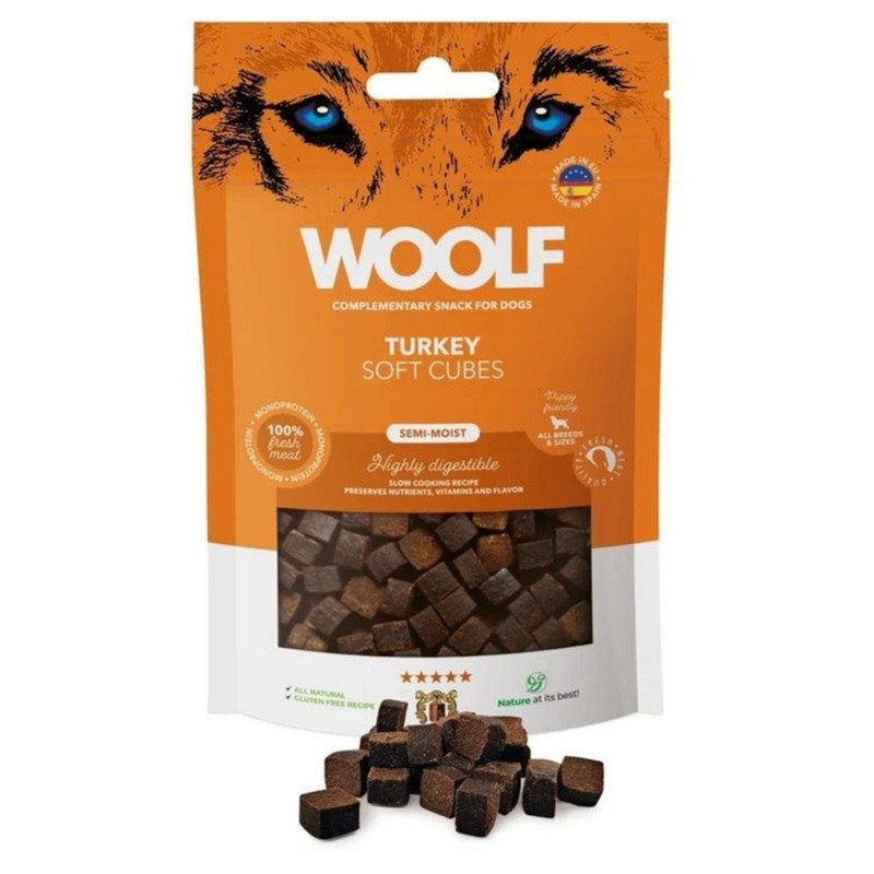 Pamlsok Woolf Dog Soft Cubes Turkey 100 g