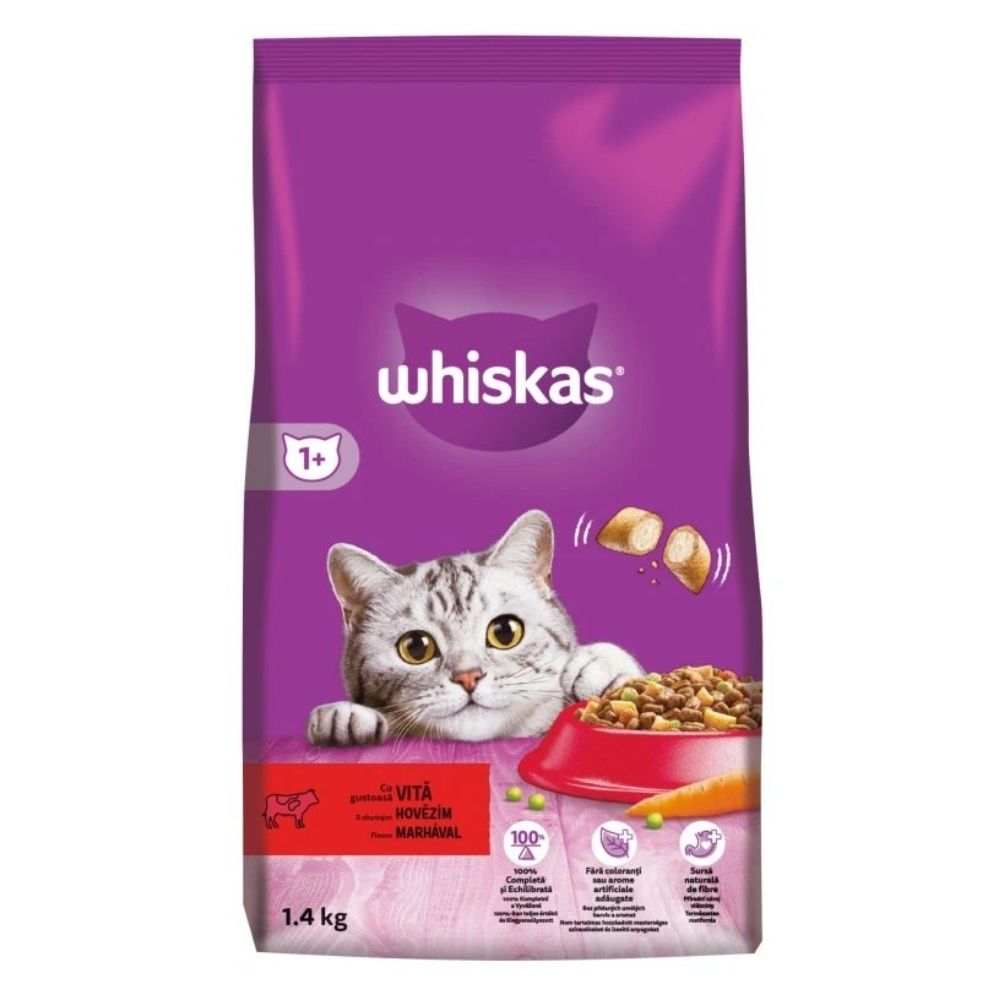 Whiskas cat adult granule pre dospel� ma�ky s hov�dz�m m�som 1,4 kg