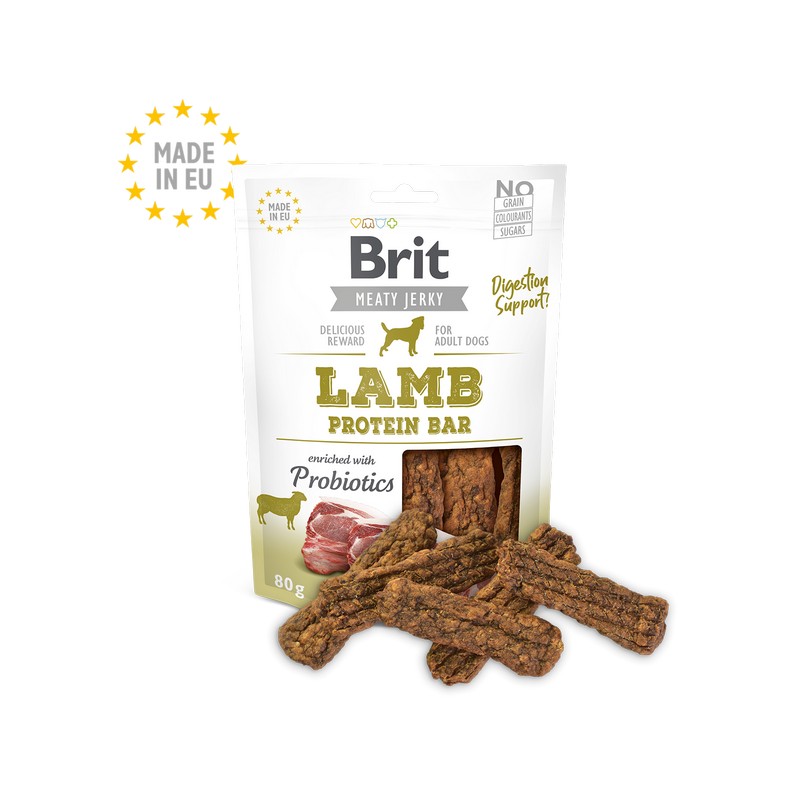 Brit pochky pre psov jerky lamb protein bar 80 g