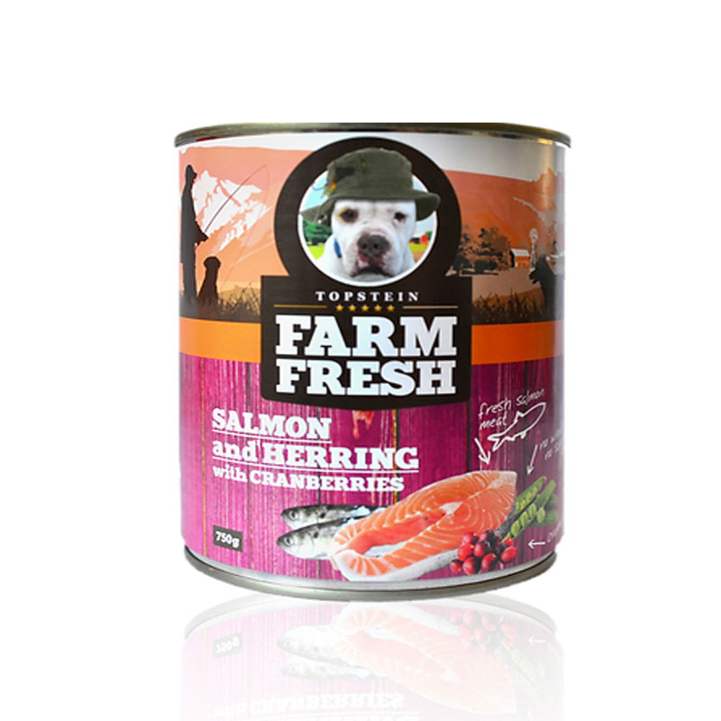Farm fresh konzerva pre psov losos, sle a brusnice 750g