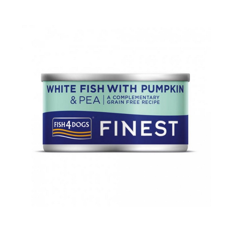 FISH4DOGS konzerva pre psov Finest biela ryba s tekvicou a hrkom 85g