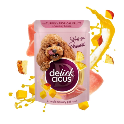 DELICKCIOUS vlo�ky s mor. a trop. ovoc�m v smotanovej om��ke. Pre dospel�ch psov 80g