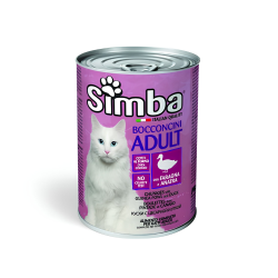 MONGE SIMBA Cat Chunks with guinea fowl and duck 415g konzerva pre dospel� ma�ky