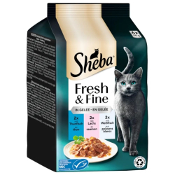 Sheba Mini Fresh & Fine losos, tuniak a biela ryba v �el� 6 x 50 g