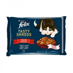 Felix Tasty Shreds Lahodn vber v ave, hovdzie a kura 4 x  80 g