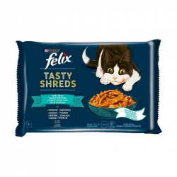 Felix Tasty Shreds Lahodn vber z rb v ave, losos a tuniak 4 x 80 g