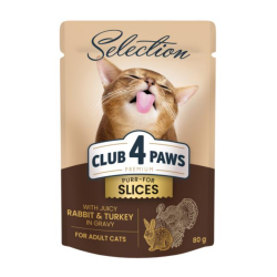 CLUB 4 PAWS Premium Plus pre maky pltky s krlim a moracm msom v omke 80g