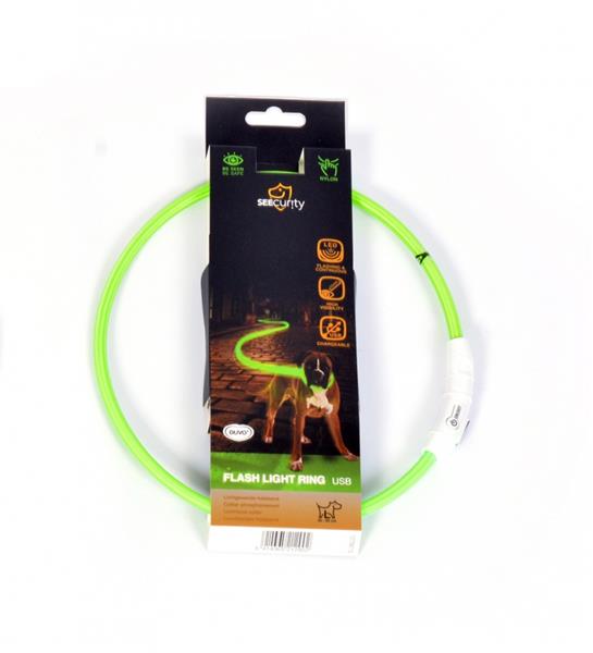 Obojok DUVO+ LED Svietiaci dog zelen nylonov 25 - 35 cm