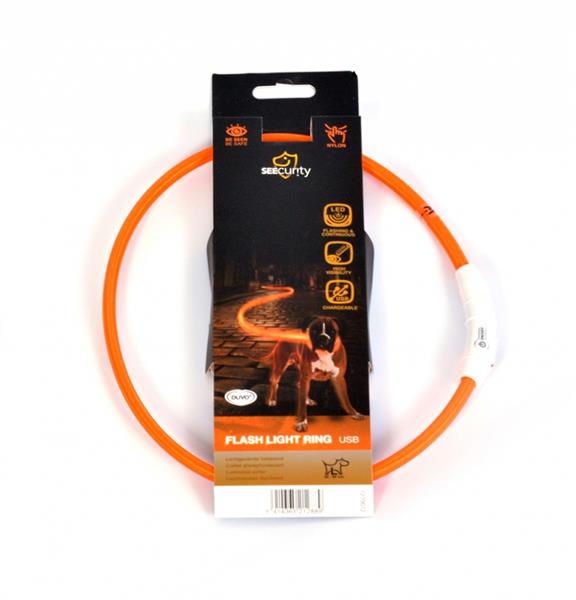 Obojok DUVO+ LED Svietiaci dog oranov nylonov 35 - 65 cm