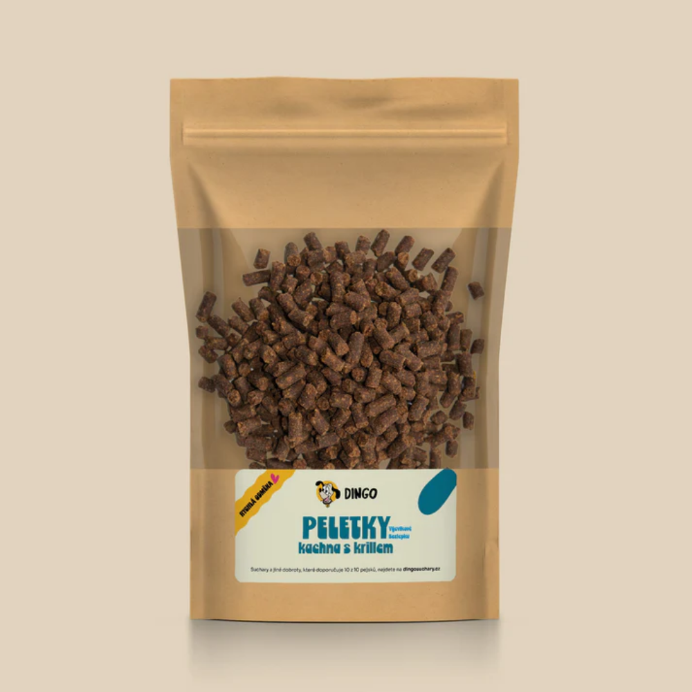 DINGO Peletky kaica s krillom 150g